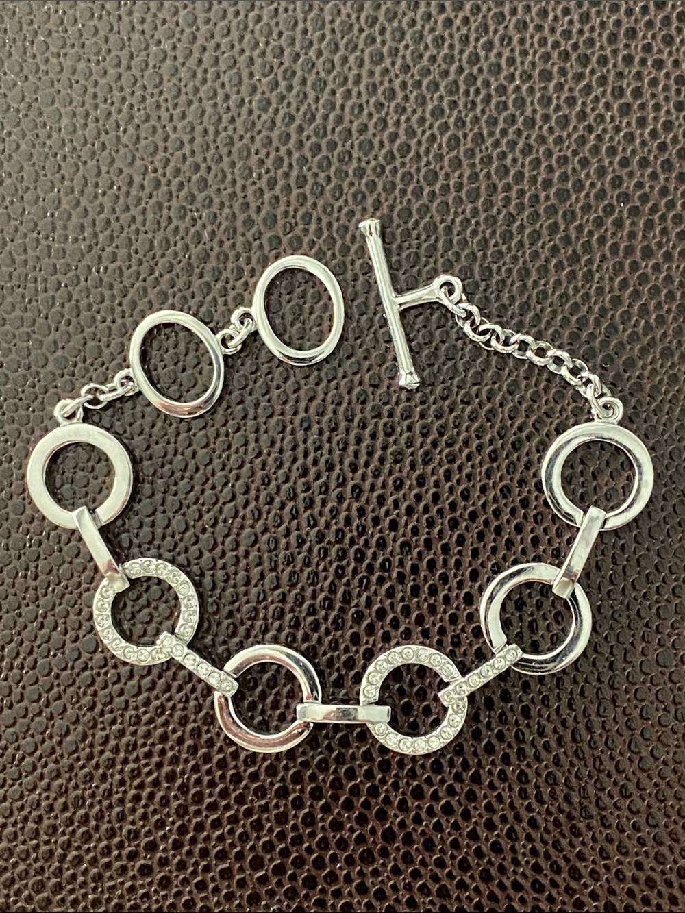Swarovski Silver-Tone Open Circle Crystal Link Bracelet